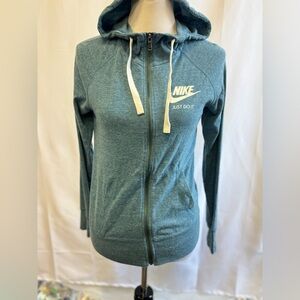 Nike Women’s Full Zip Hoodie Small Teal Blue “Just Do It” Lightweight Athleisure